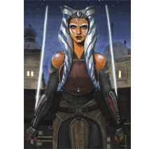 Målning av Ahsoka Tano med två ljussablar