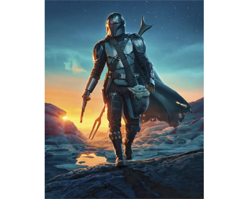 Fototapet KOMAR Mandalorian gunslingers 200x250cm The Mandalorian med Grogu i bärsele