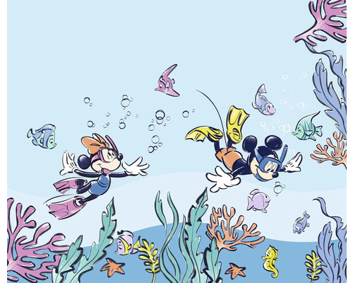 Fototapet KOMAR Mickey & Minnie coral 250x300cm Mickey Mouse och Minnie Mouse dyker med fiskar och havsplantor