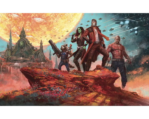 Fototapet KOMAR Guardians of the galaxy 250x400cm Illustration av Guardians of the Galaxy framför ett tempelkomplex och rymdskepp