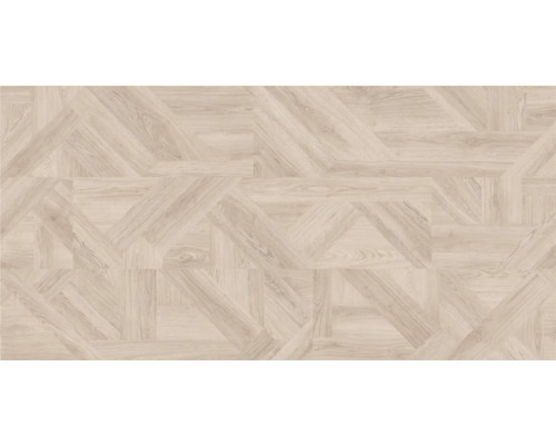 Ljus golvplatta med träutseende i fiskbensmönster