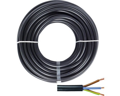 Svart elkabel upprullad