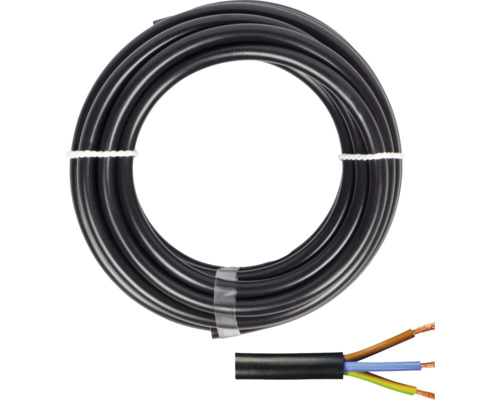 Anslutningskabel HSB (H05 VV-F) 3G1,5mm² 5m svart Svart jordkabel i ring med avskuren ände