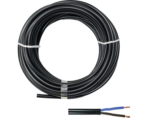 Anslutningskabel SKK (H03 VVF), 2x0,75 mm², svart, 10 m Svart elektrisk ledning med tre ledare