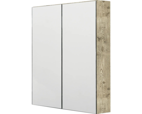 Spegelskåp 4AQUA fenix beige träutseende 80x74,5 cm