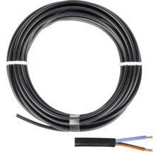 Svart elkabel, upprullad.