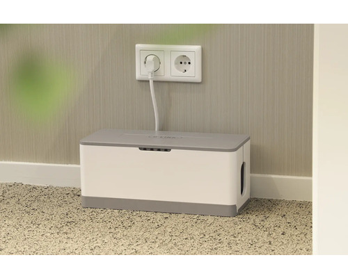 Kabellåda för förvaring av kablar med uttag och kontakt