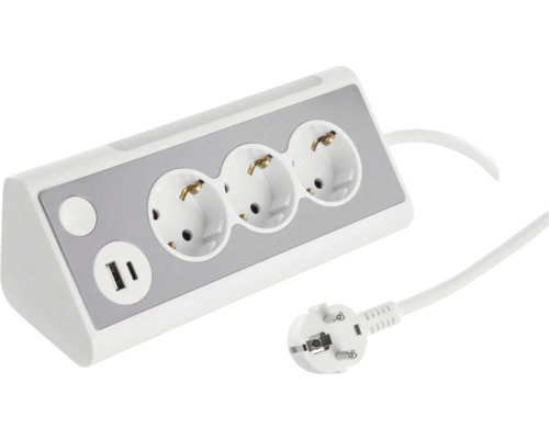 Grenuttag Q-LINK 3-vägs med USB A/C-laddare