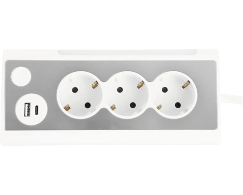 Grenuttag med tre uttag och USB-portar