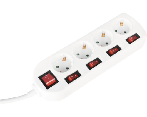 Grenuttag med fyra uttag och strömbrytare