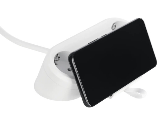 Adapter för eluttag med mobiltelefonhållare