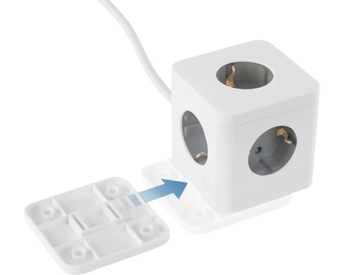 Kubformad grenuttag med bas för väggmontering