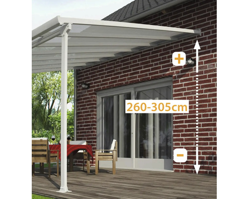 Terrassmarkis med höjdangivelse från 260 till 305 centimeter.