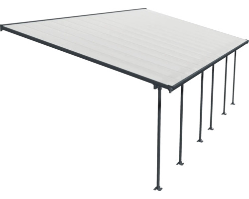 Pergola med lamelltak och stödjande stolpar för utomhusbruk