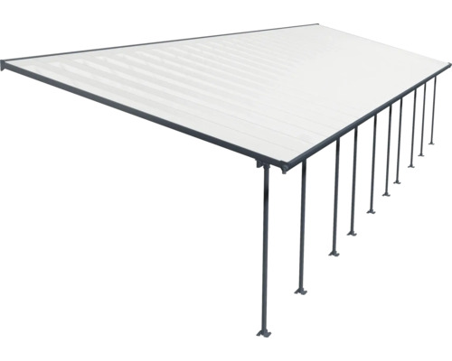 Fristående terrassöverdrag med stålstolpar