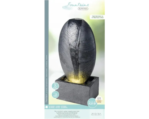 Dekorativ fontän för inomhusbruk av plast med LED-belysning