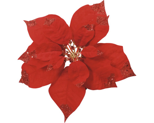 Julgranspynt Poinsettia m clip röd 25cm