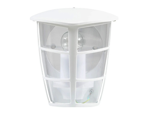 Vit yttervägglampa med burdesign för utomhusbruk