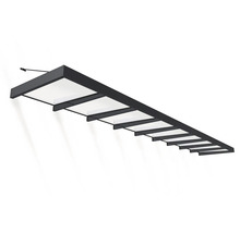 Skärmtak med genomskinliga paneler