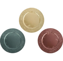 Tre runda tallriksunderlägg med dekor