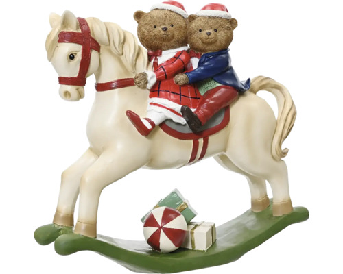 Dekorativ gunghäst med teddybjörnar och presenter