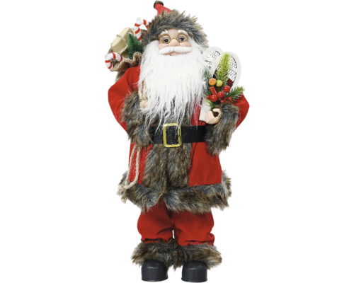 Jultomte polyester 23x14x45cm röd Dekorativ jultomte med skägg, mössa och presenter