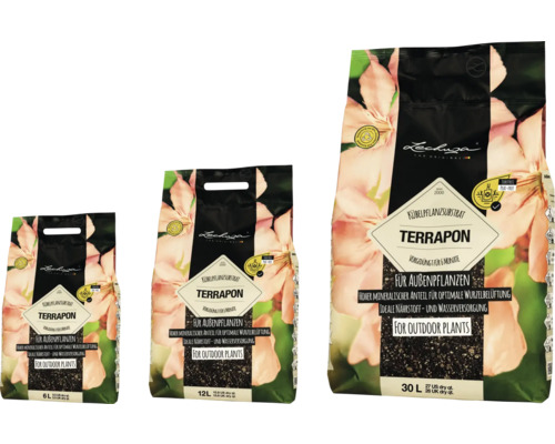 Tre säckar Lechuza Terrapon substrat för krukväxter för utomhusbruk i olika storlekar