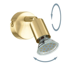Vridbar guldfärgad vägglampa med LED-lampa