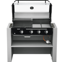 Gasolgrill med öppet lock och underskåp