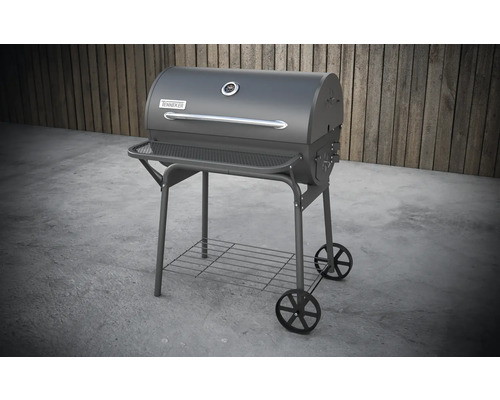 Tunngrille med hjul och förvaringsutrymme
