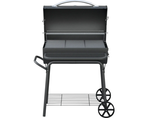 Kolgrill med lock och förvaringsutrymme