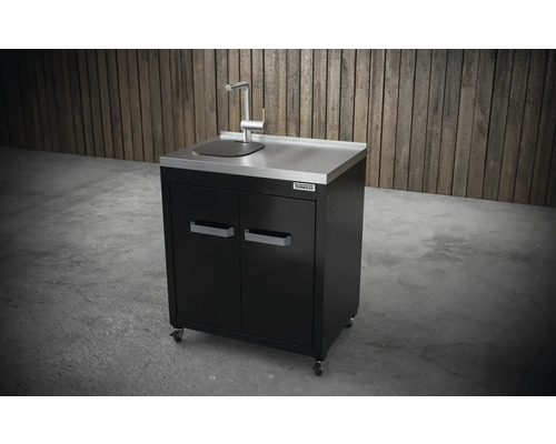 Diskbänk med underskåp, diskho och kran på hjul