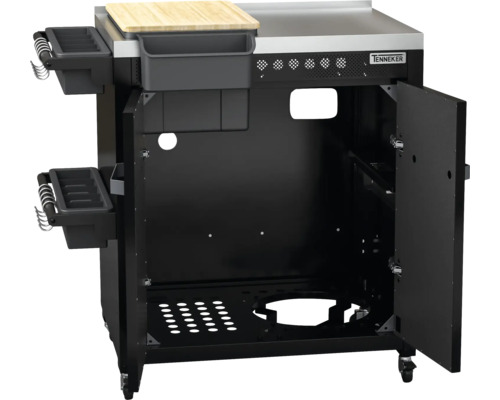 Grillvagn med skärbräda och förvaringsutrymme för grilltillbehör