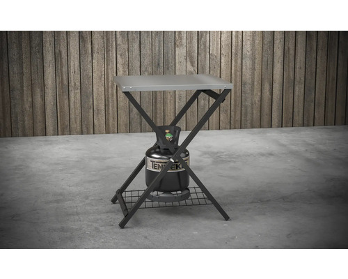 Campingkök med bordsskiva och gasflaska