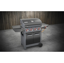 Gasolgrill med fyra brännare, hyllor och underskåp