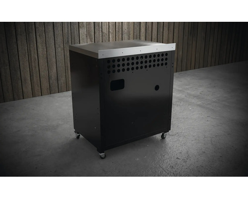 Grillunderskåp med hjul och rostfri stålplatta