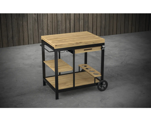 Grillbord med arbetsyta, låda och hyllor