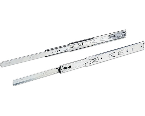 Två utdragsskenor i metall för lådor