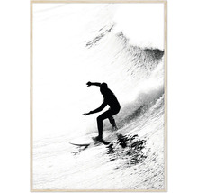 Inramad tavla Surfer BW 50x70cm