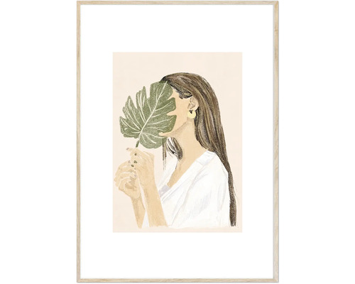 Inramad tavla Lady Monstera 50x70cm