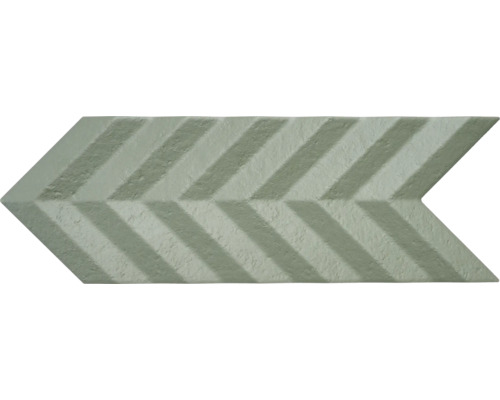 Bård Fold grön 15x38x1,3cm Keramisk platta i pilform med randigt mönster