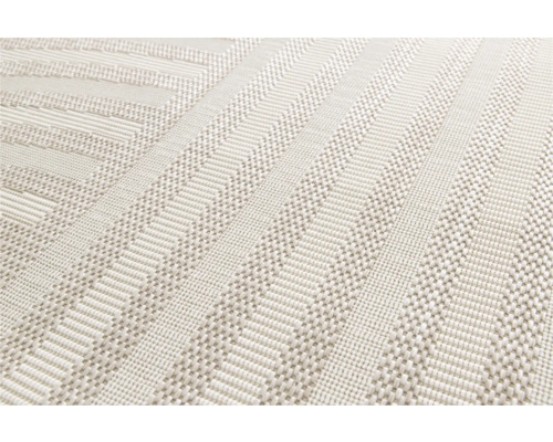 Detaljbild av en ljus matta med geometriskt mönster