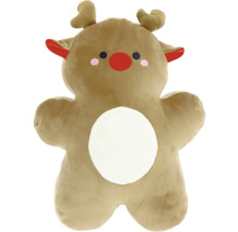 Ren plyschdjur med vit mage och röd näsa