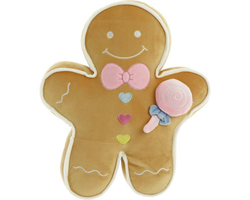 Kudde i form av en pepparkaksgubbe med klubba