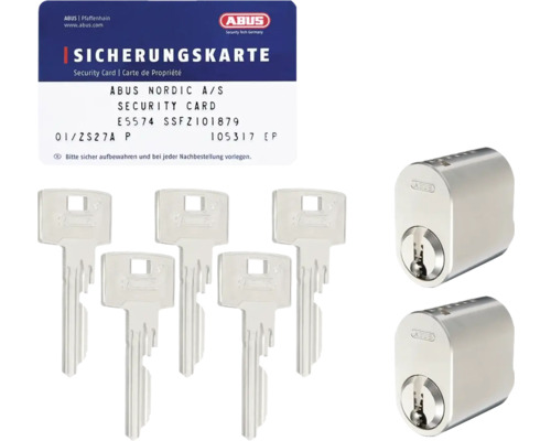 Ovalcylinder ABUS Zolit SS53 nickel inkl. 5 nycklar 2-pack