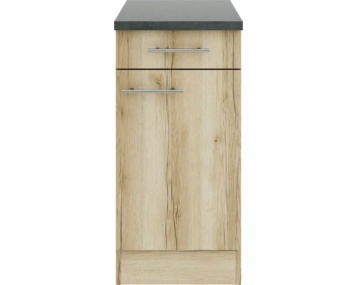 Köksskåp med låda och dörr i trädesign