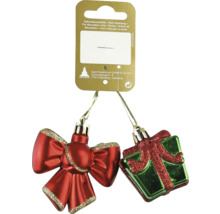 Julgransprydnadsset med rosett och present som dekoration