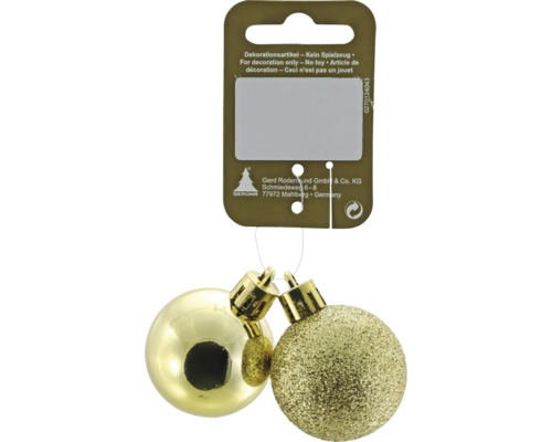 Julgranshänge kulor plast Ø4cm 2-pack blank guld Gyllene julgranskulor på galge