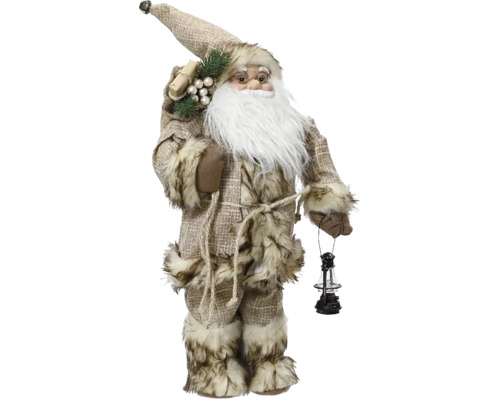 Tomte med lykta polyester 60cm brun