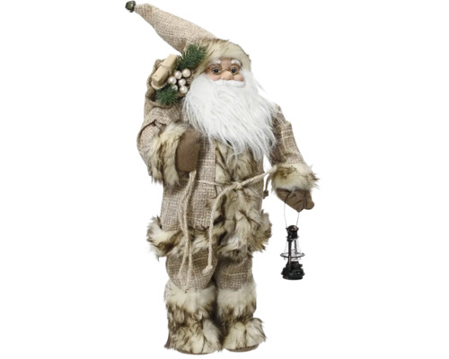 Tomte med lykta polyester 45cm brun